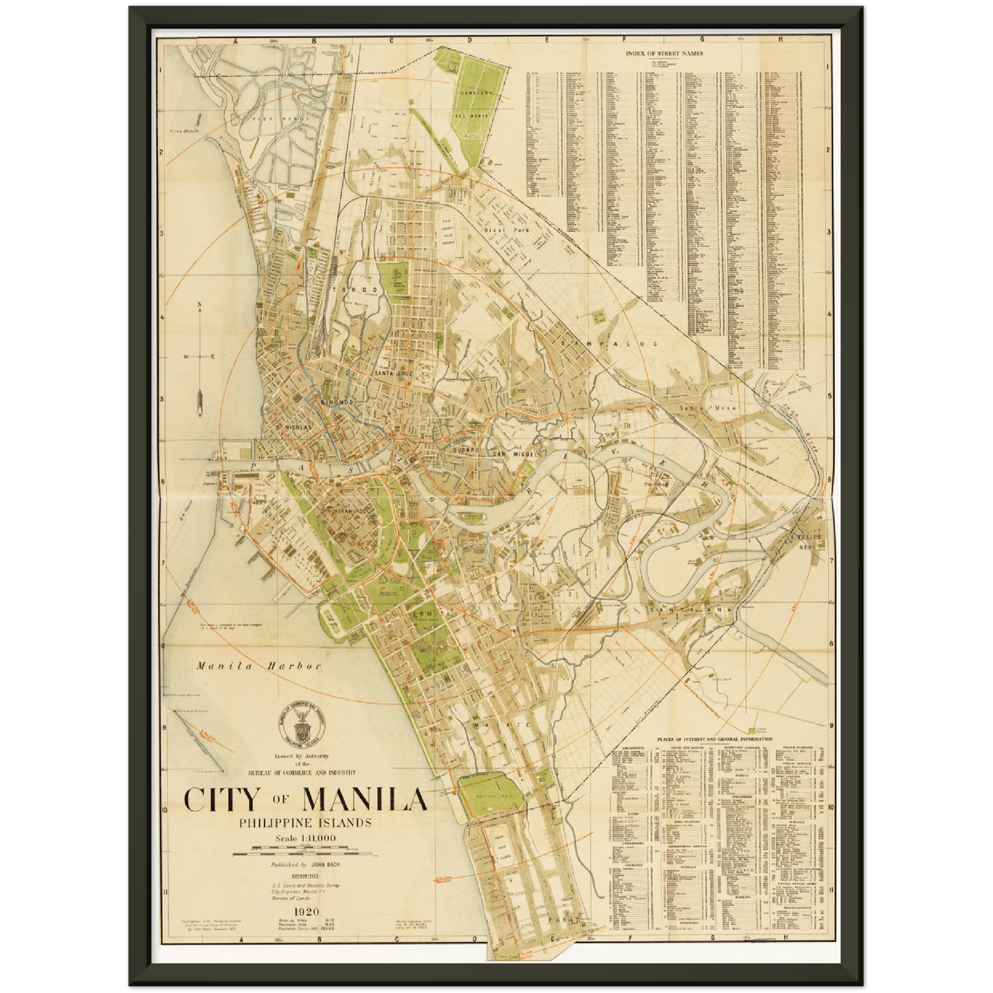 Historischer Stadtplan Manila um 1920