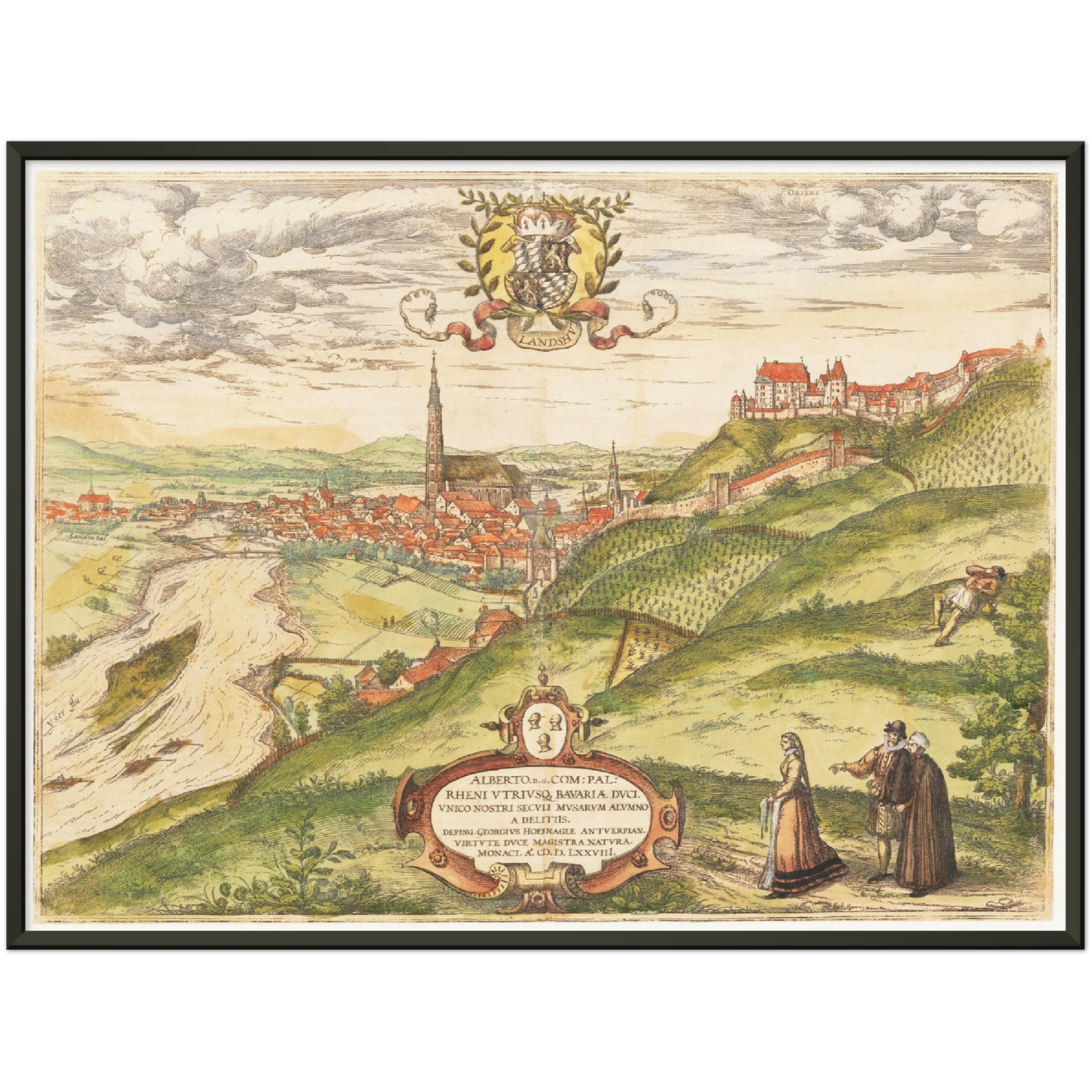 Historische Stadtansicht Landshut um 1582