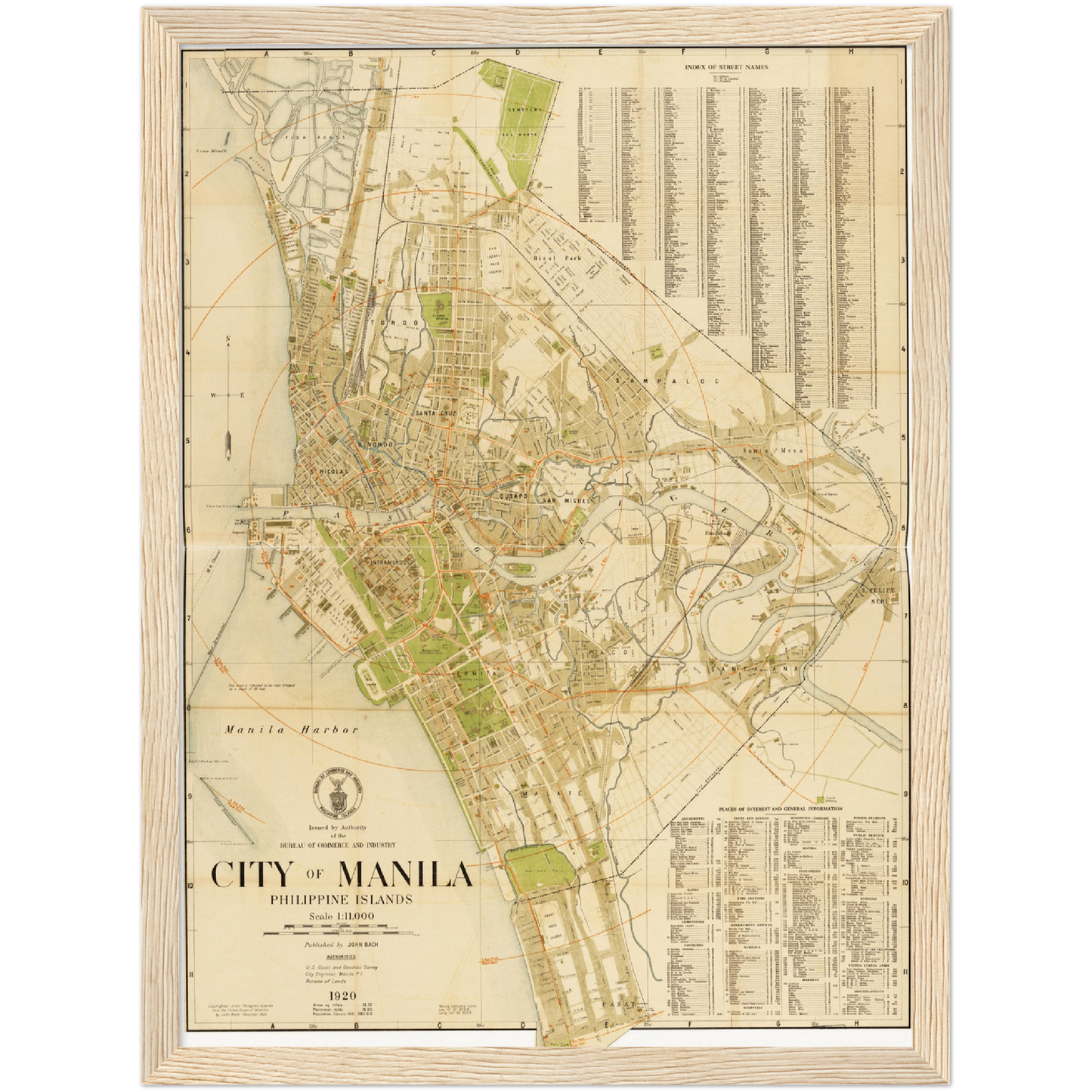 Historischer Stadtplan Manila um 1920