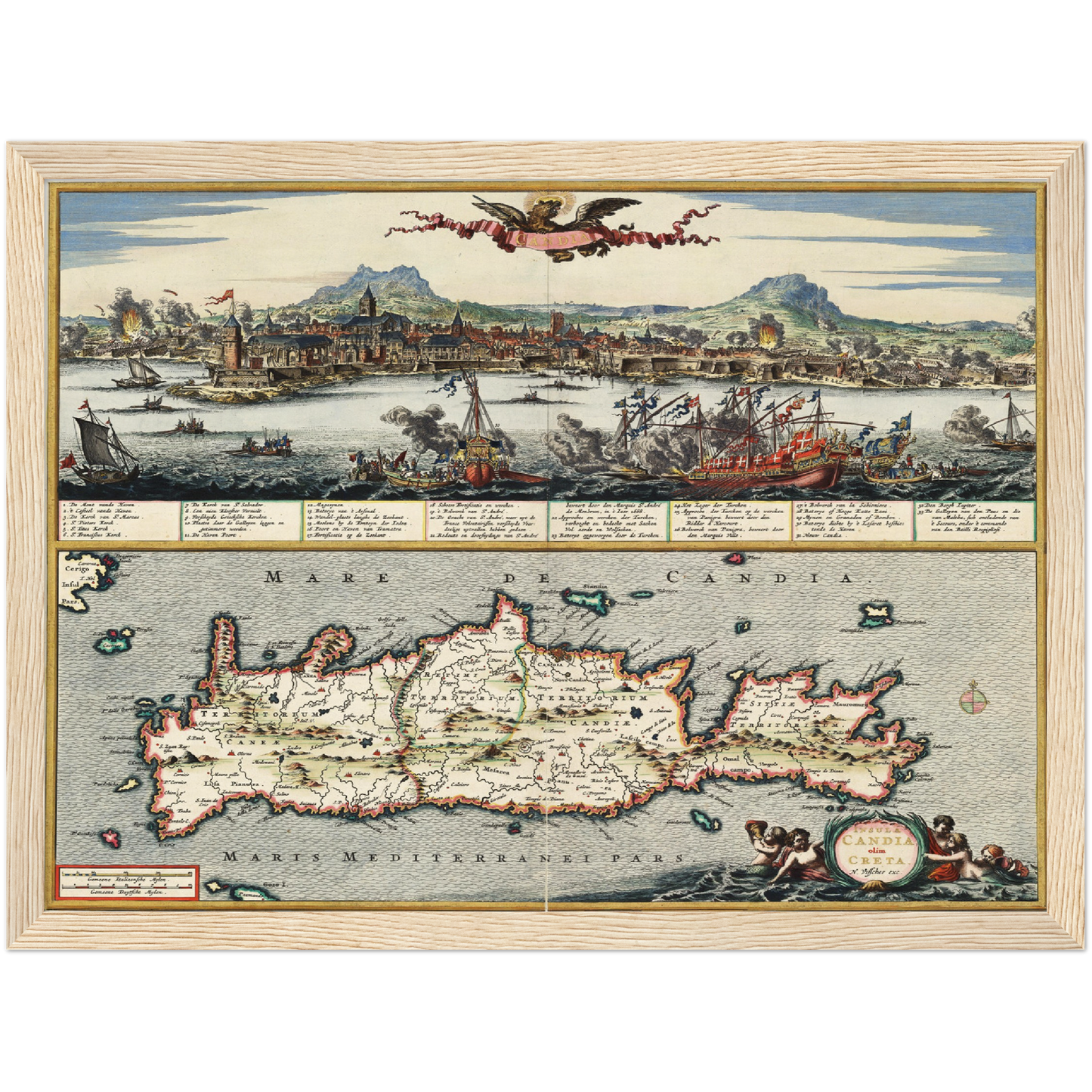 Historische Landkarte Kreta um 1668