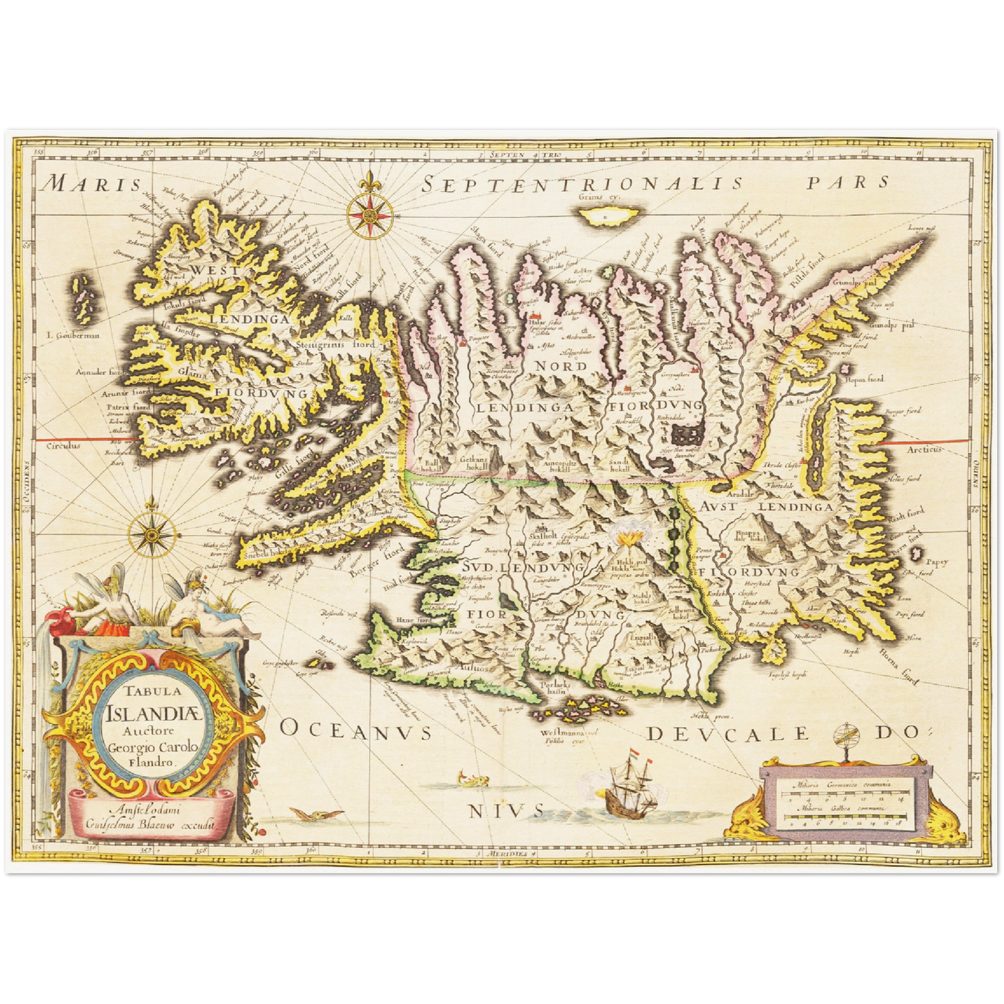 Historische Landkarte Island um 1635