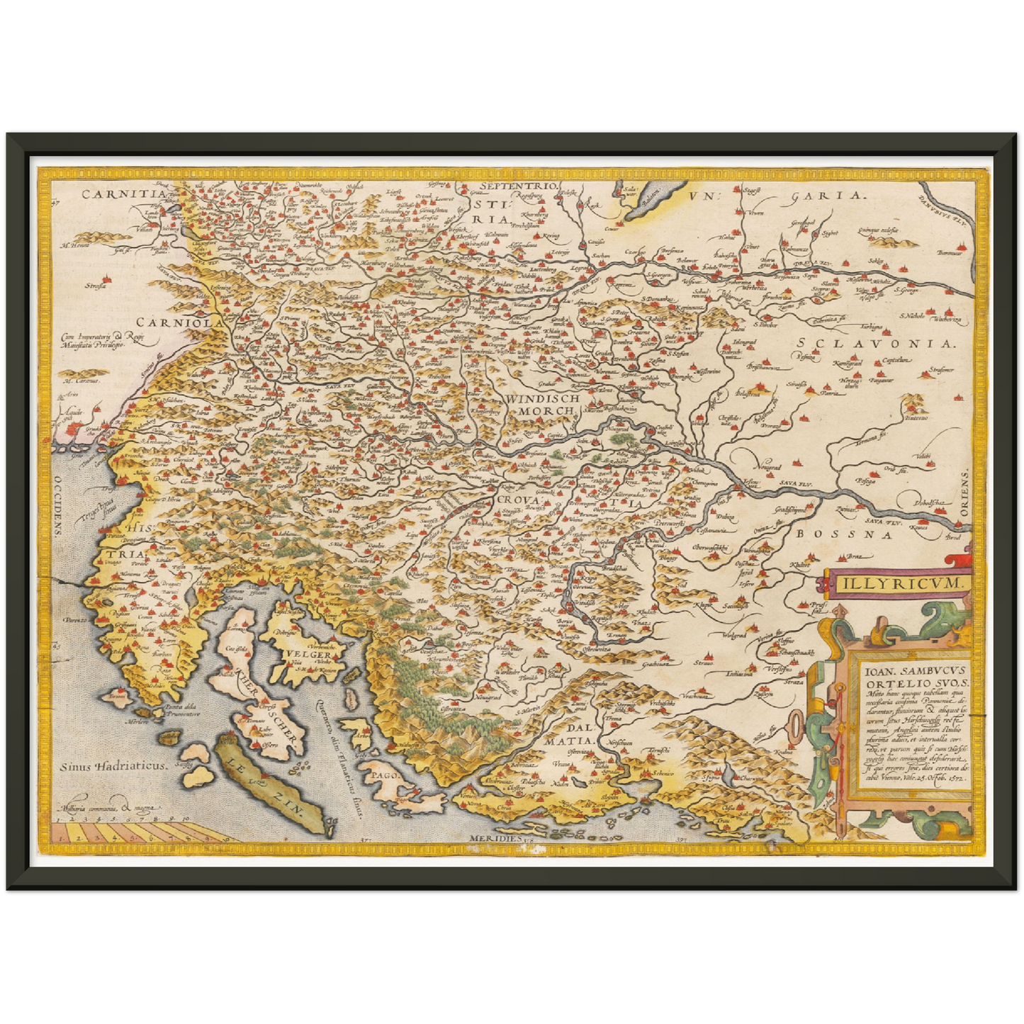 Historische Landkarte Slowenien & Kroatien um 1609