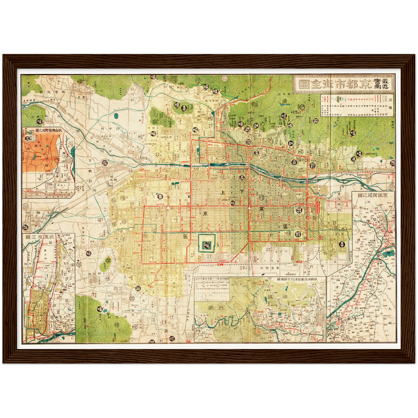 Historischer Stadtplan Kyoto um 1914