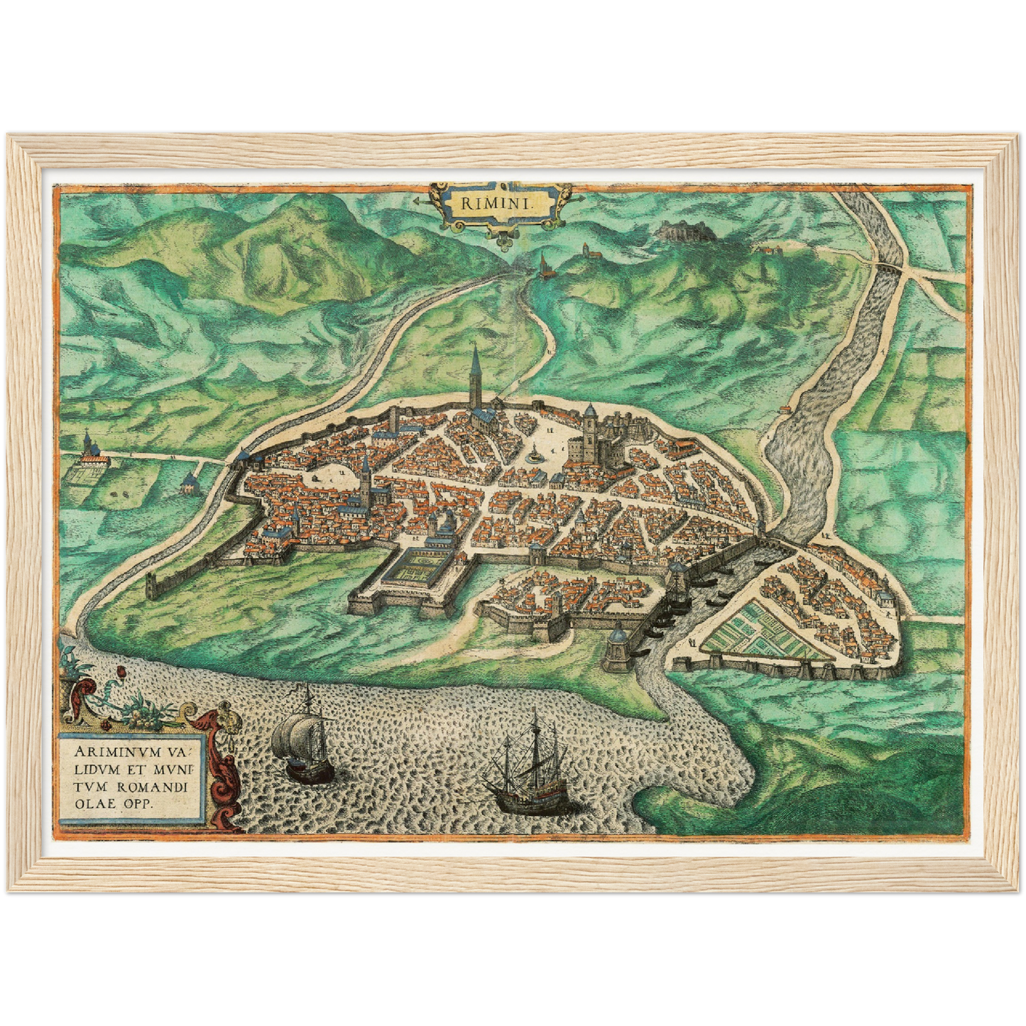 Historische Stadtansicht Rimini um 1609