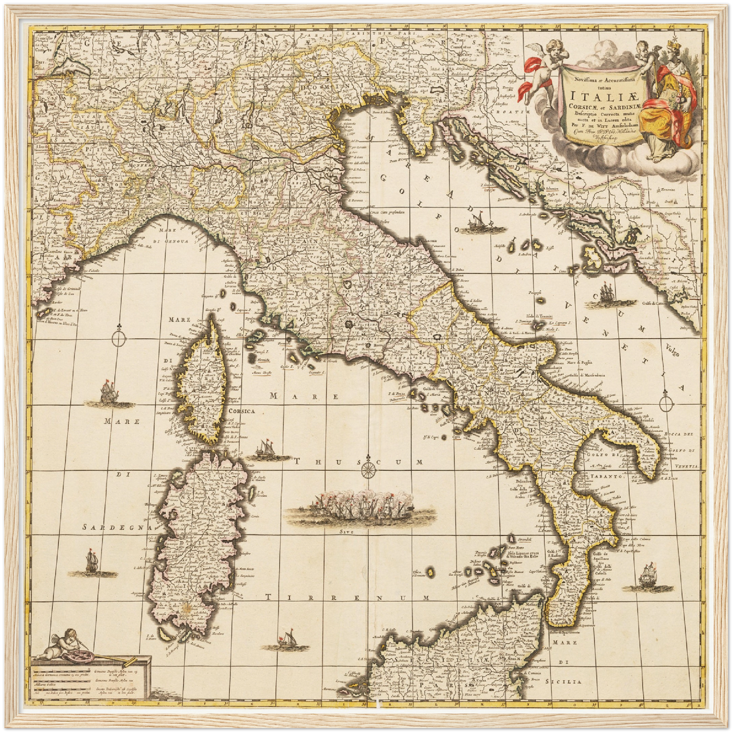 Historische Landkarte Italien um 1698