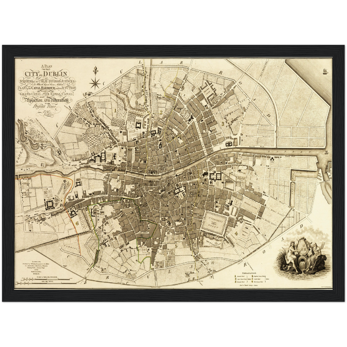 Historischer Stadtplan Dublin um 1797