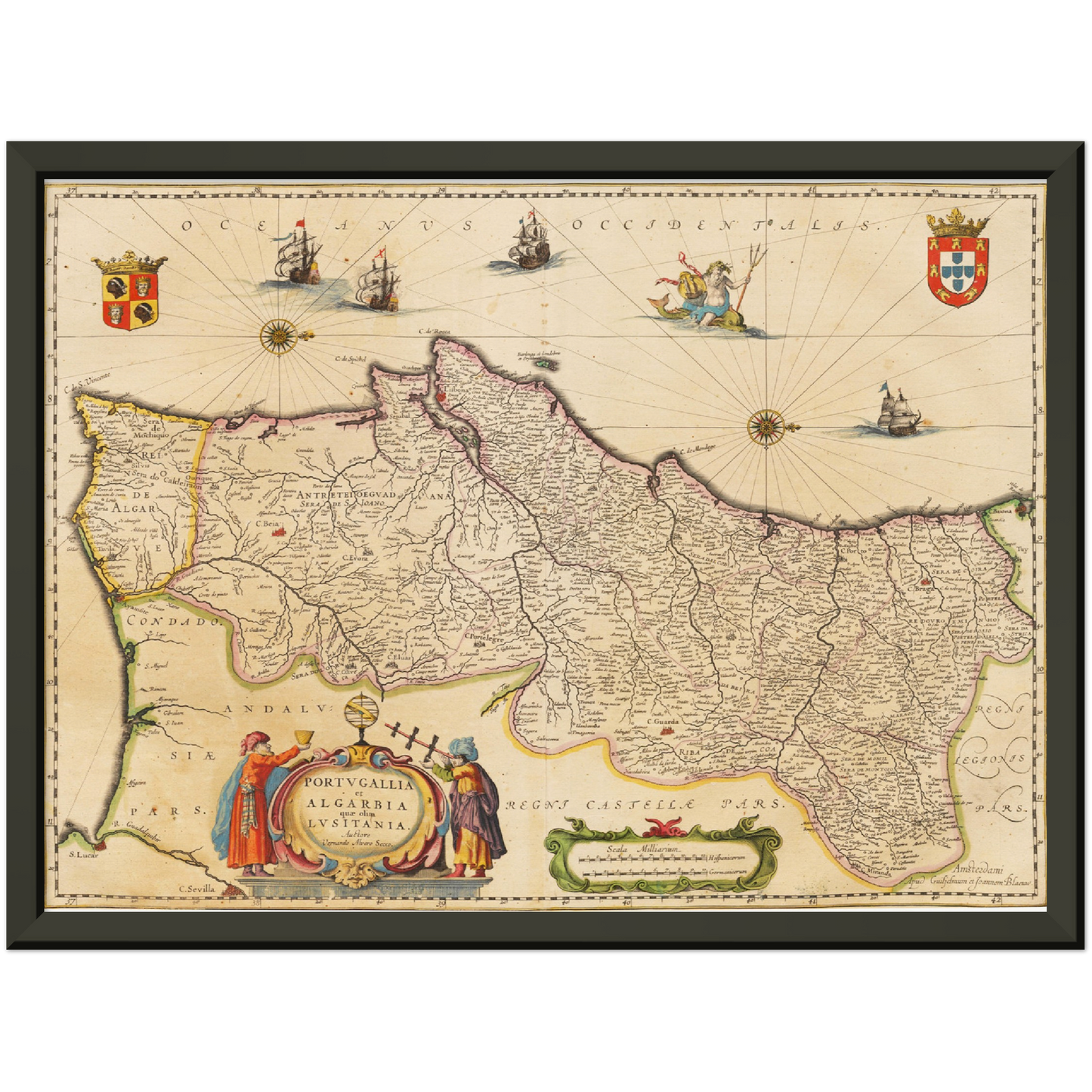 Historische Landkarte Portugal um 1635