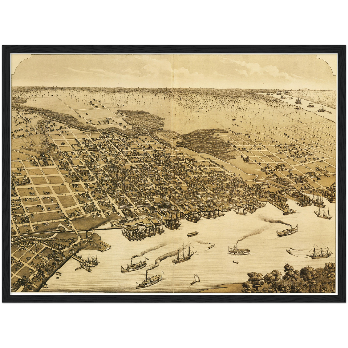 Historische Stadtansicht Jacksonville um 1876