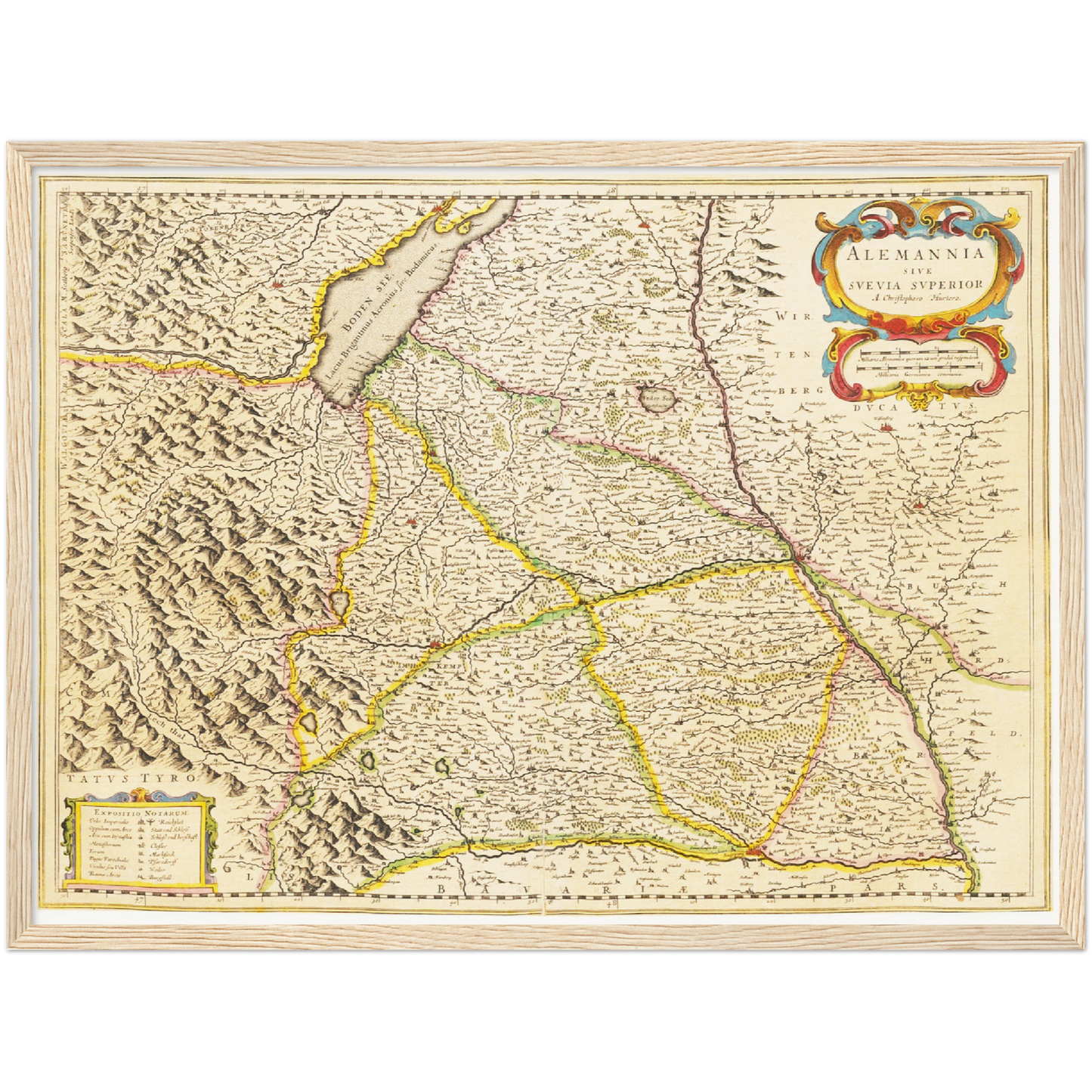 Historische Landkarte Oberschwaben um 1635