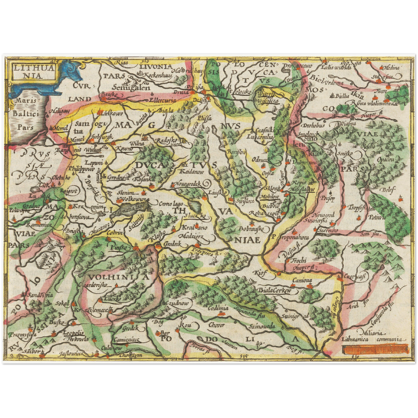 Historische Landkarte Litauen um 1609