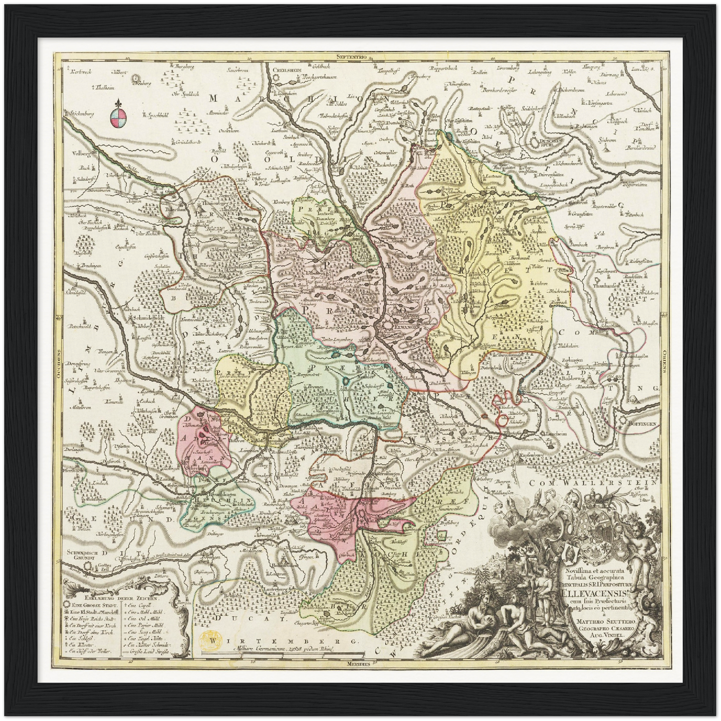 Historische Landkarte Ellwangen um 1750