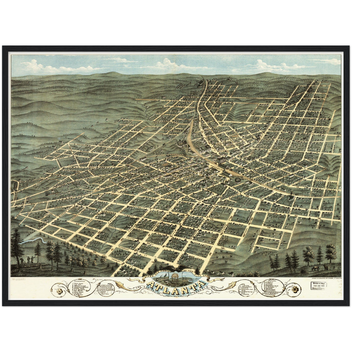 Historische Stadtansicht Atlanta um 1871