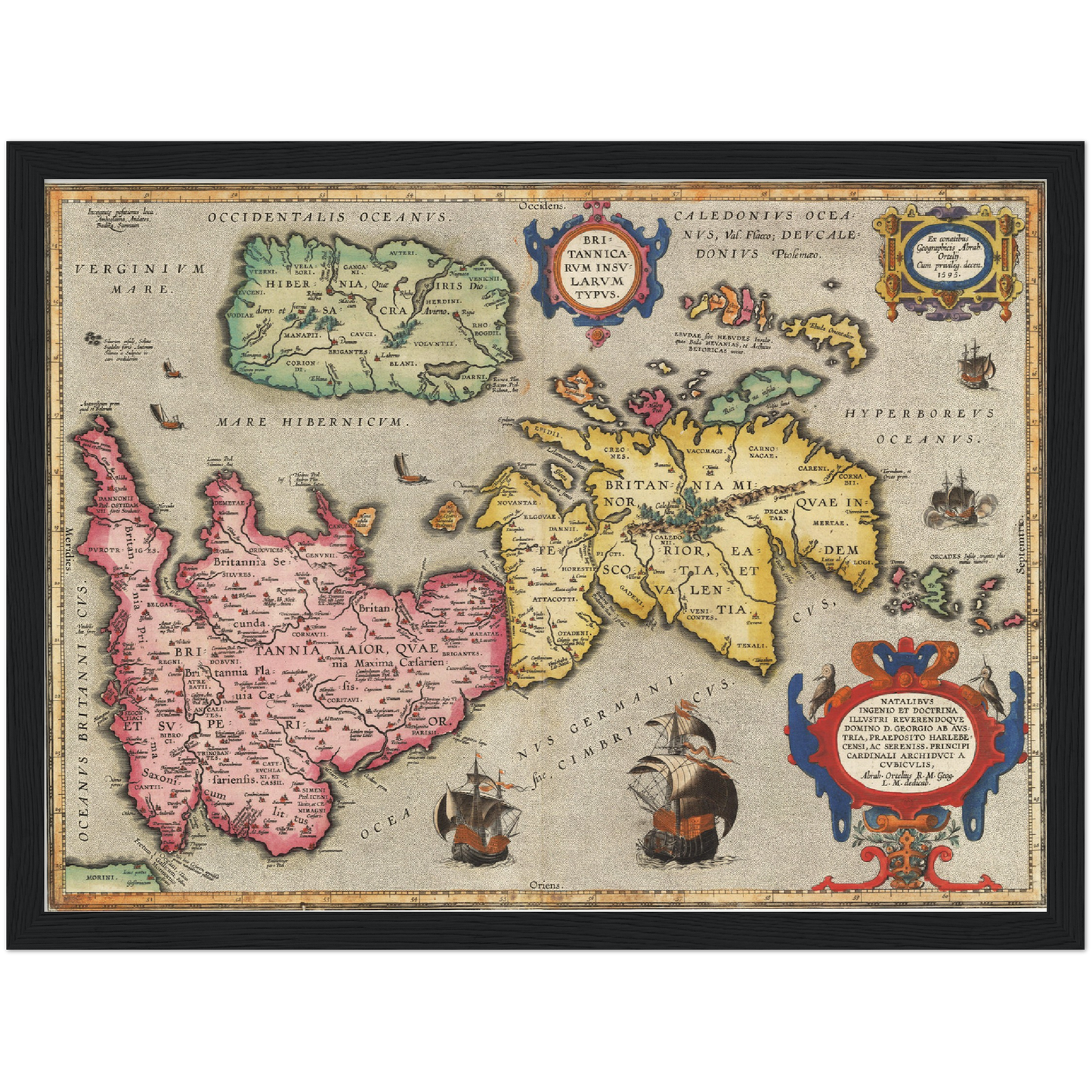 Historische Landkarte Historisches Britannien um 1595