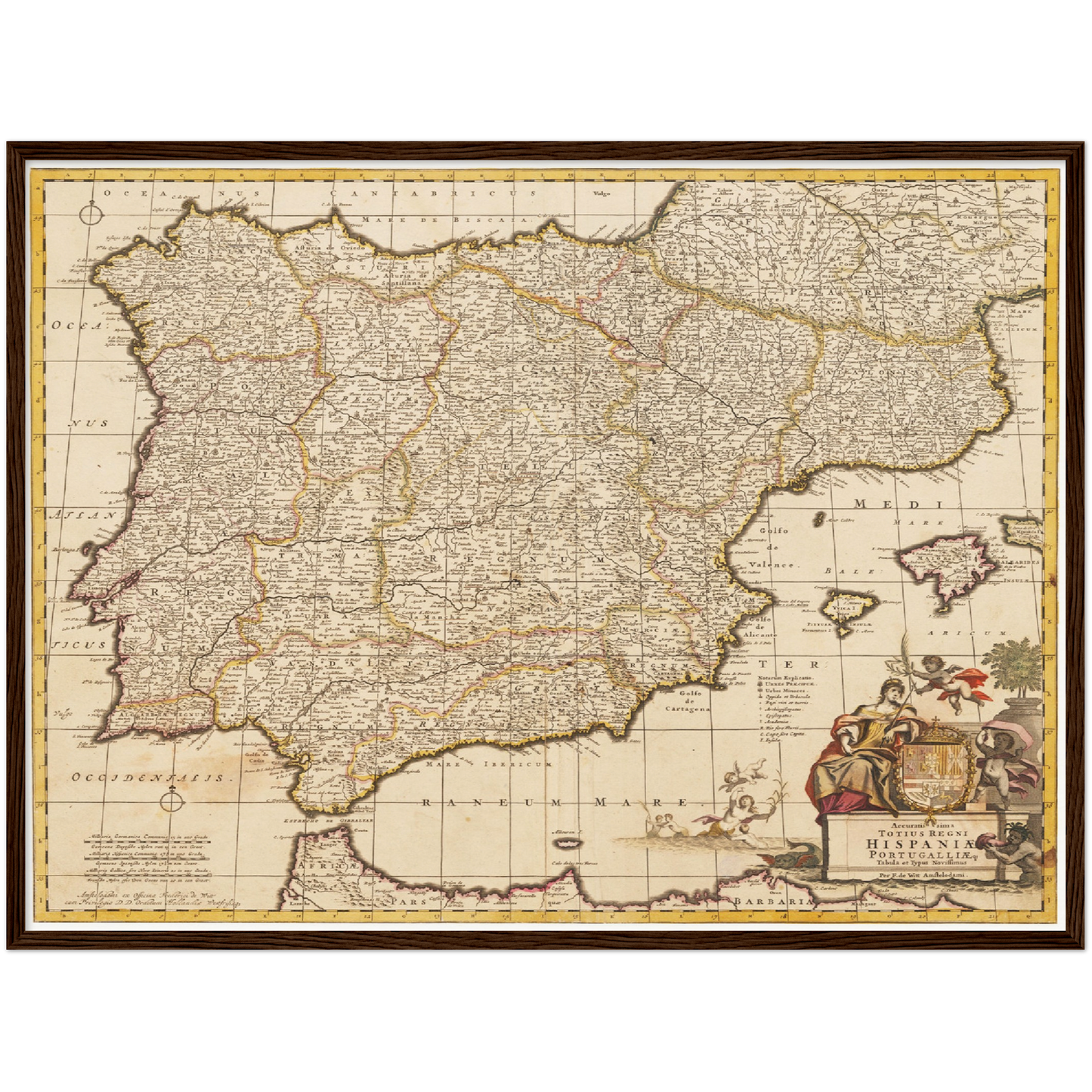 Historische Landkarte Spanien um 1698
