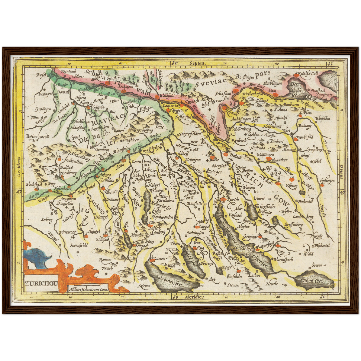 Historische Landkarte Zürichgau um 1609