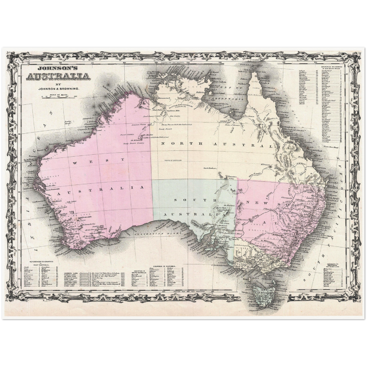 Historische Landkarte Australien um 1861