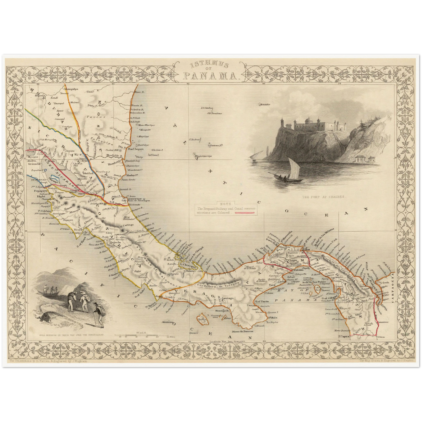 Historische Landkarte Panama um 1850