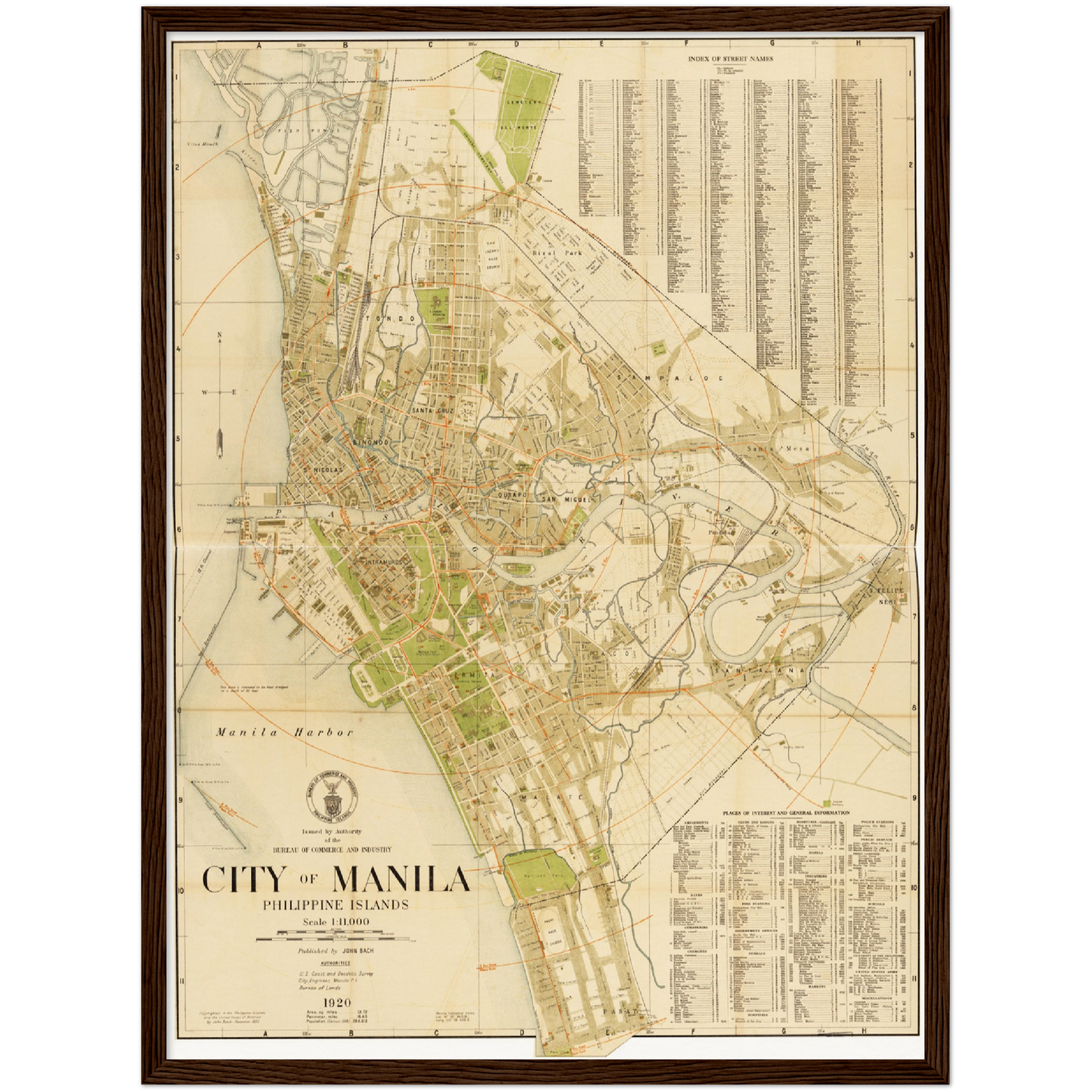 Historischer Stadtplan Manila um 1920