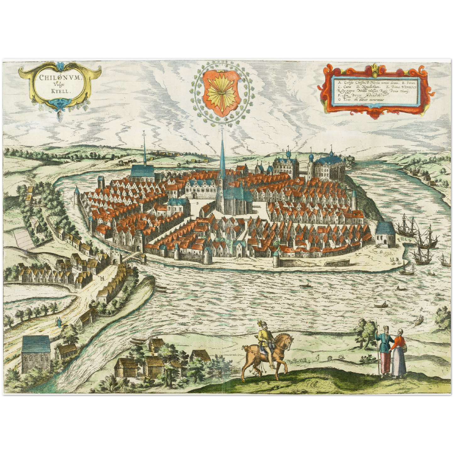 Historische Stadtansicht Kiel um 1612