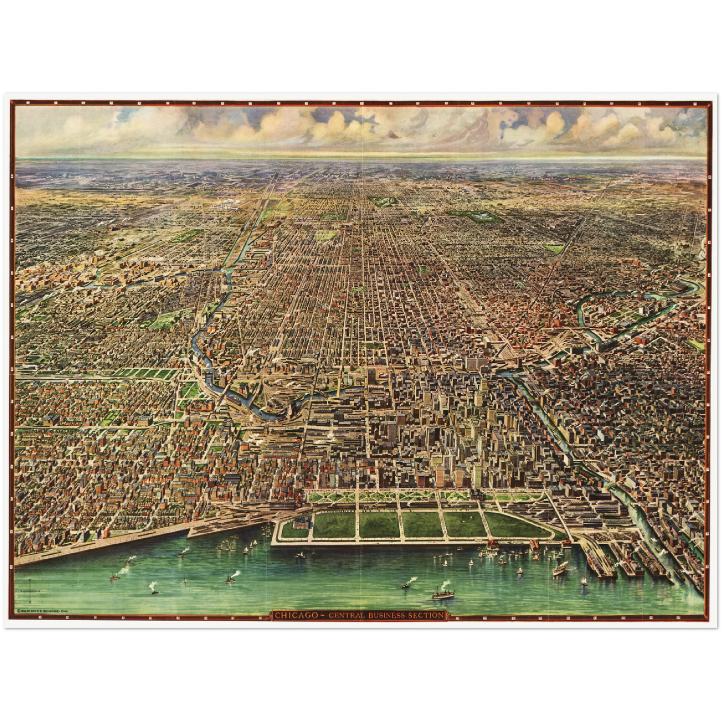 Historische Stadtansicht Chicago um 1918