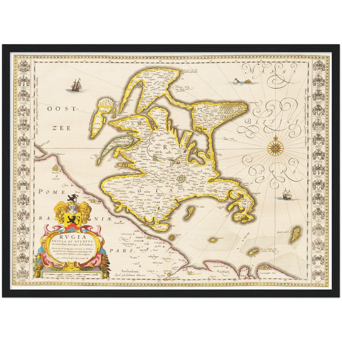 Historische Landkarte Insel Rügen um 1635