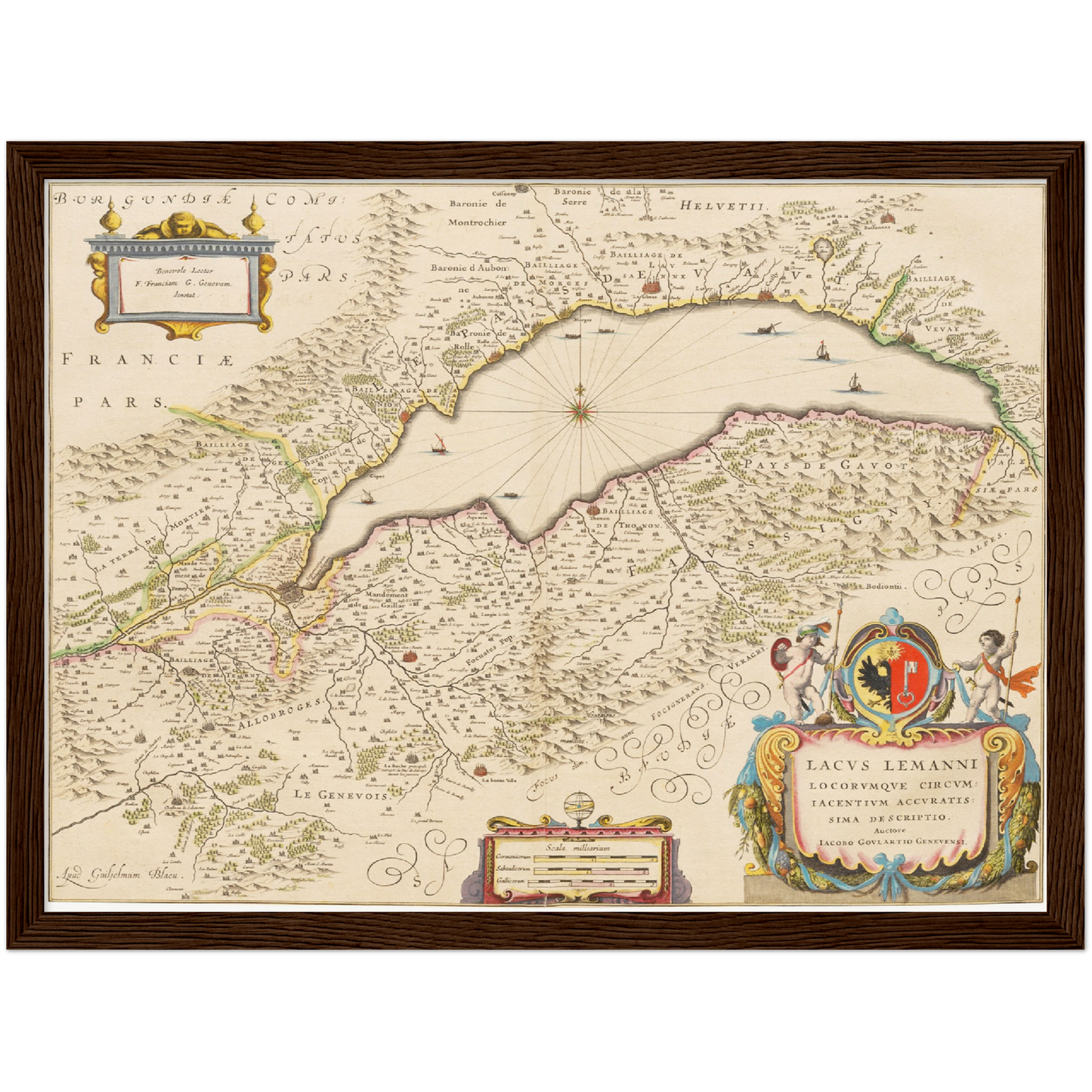 Historische Landkarte Genfer See um 1635