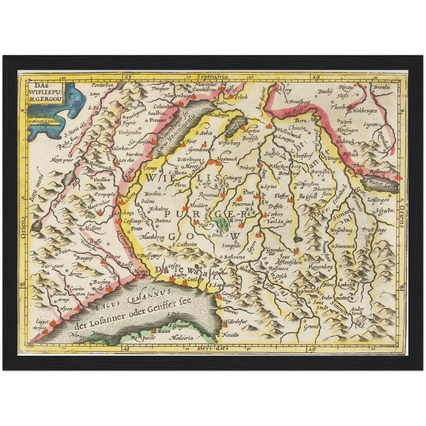 Historische Landkarte Wiflisburgergau um 1609