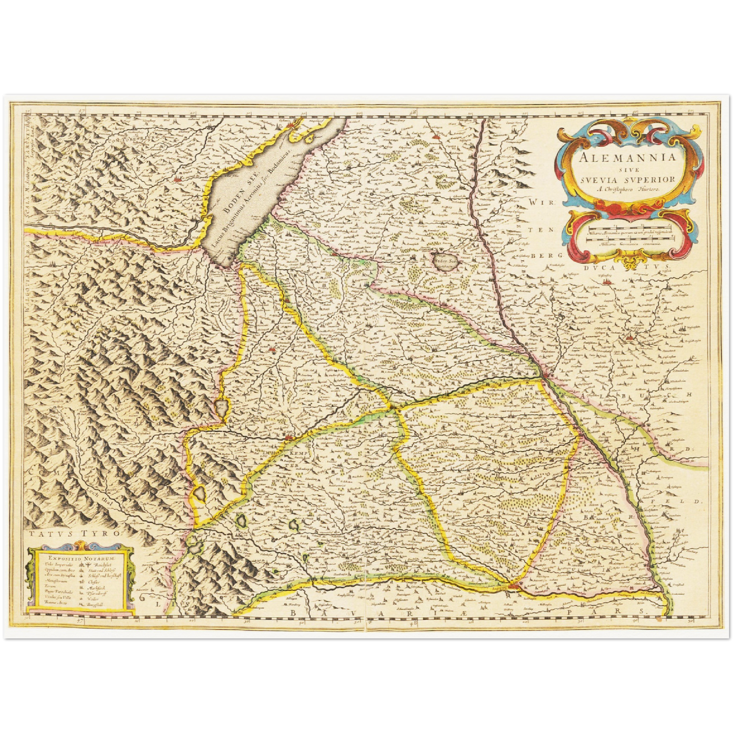 Historische Landkarte Oberschwaben um 1635