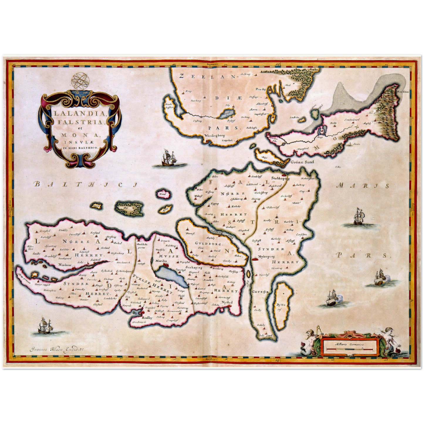 Historische Landkarte Lolland um 1690