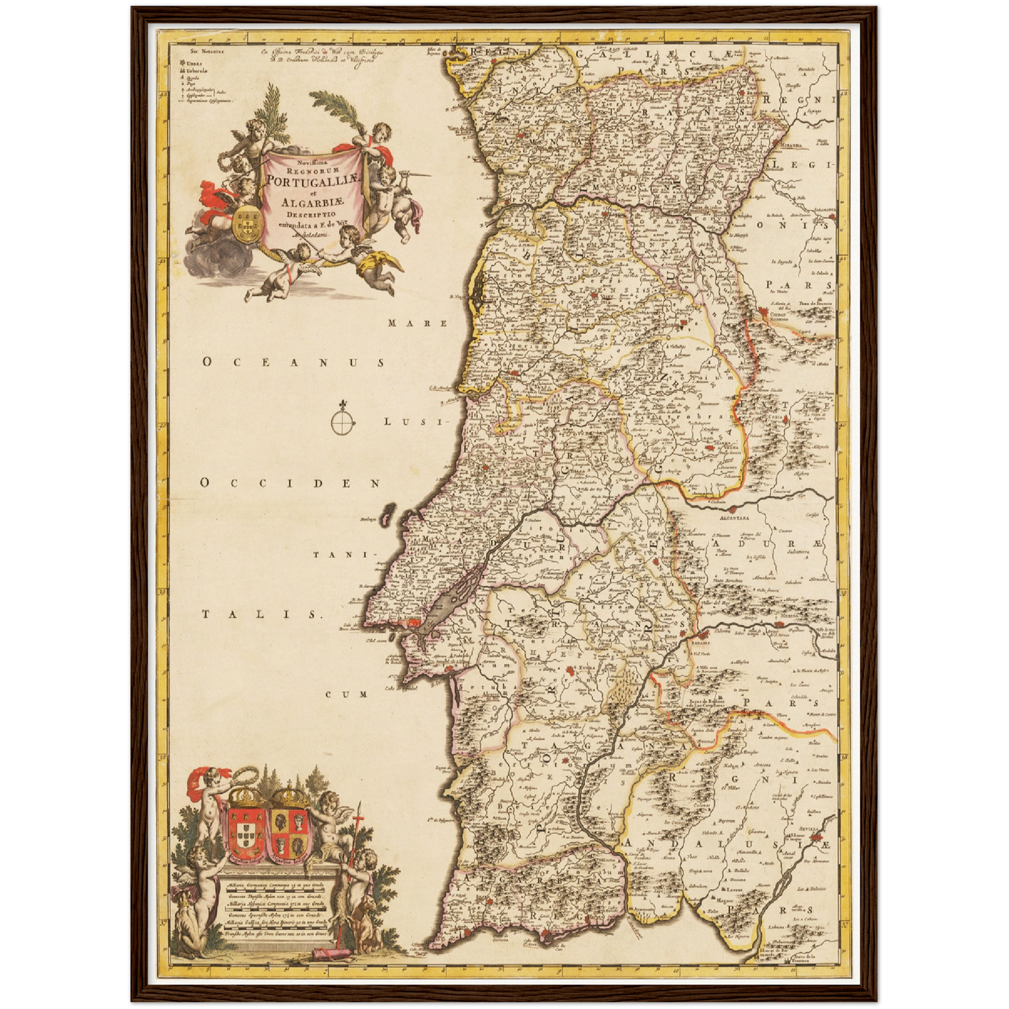 Historische Landkarte Portugal um 1698