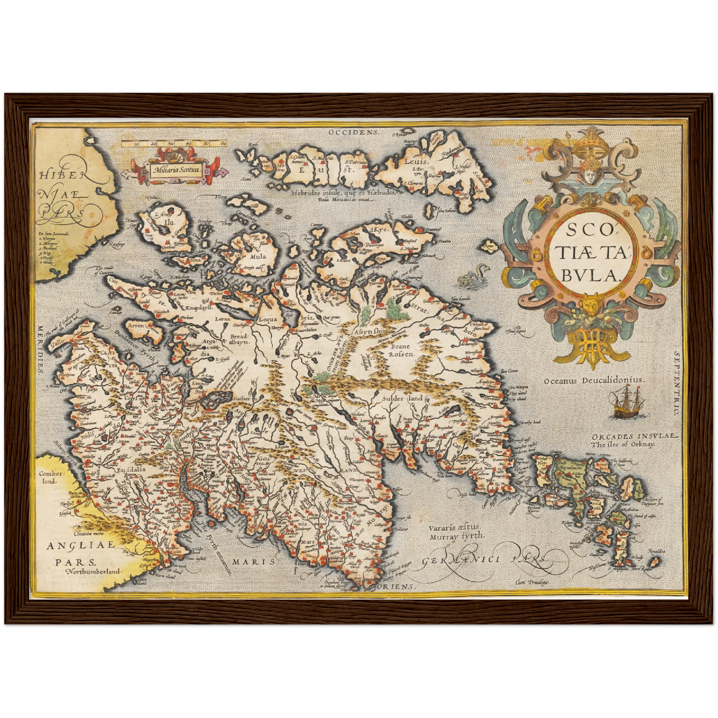 Historische Landkarte Schottland um 1609