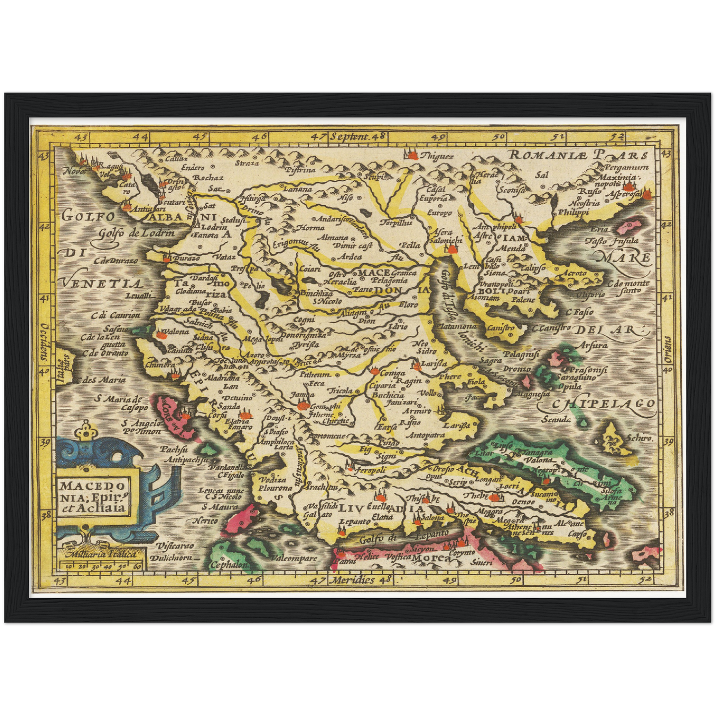 Historische Landkarte Mazedonien um 1609