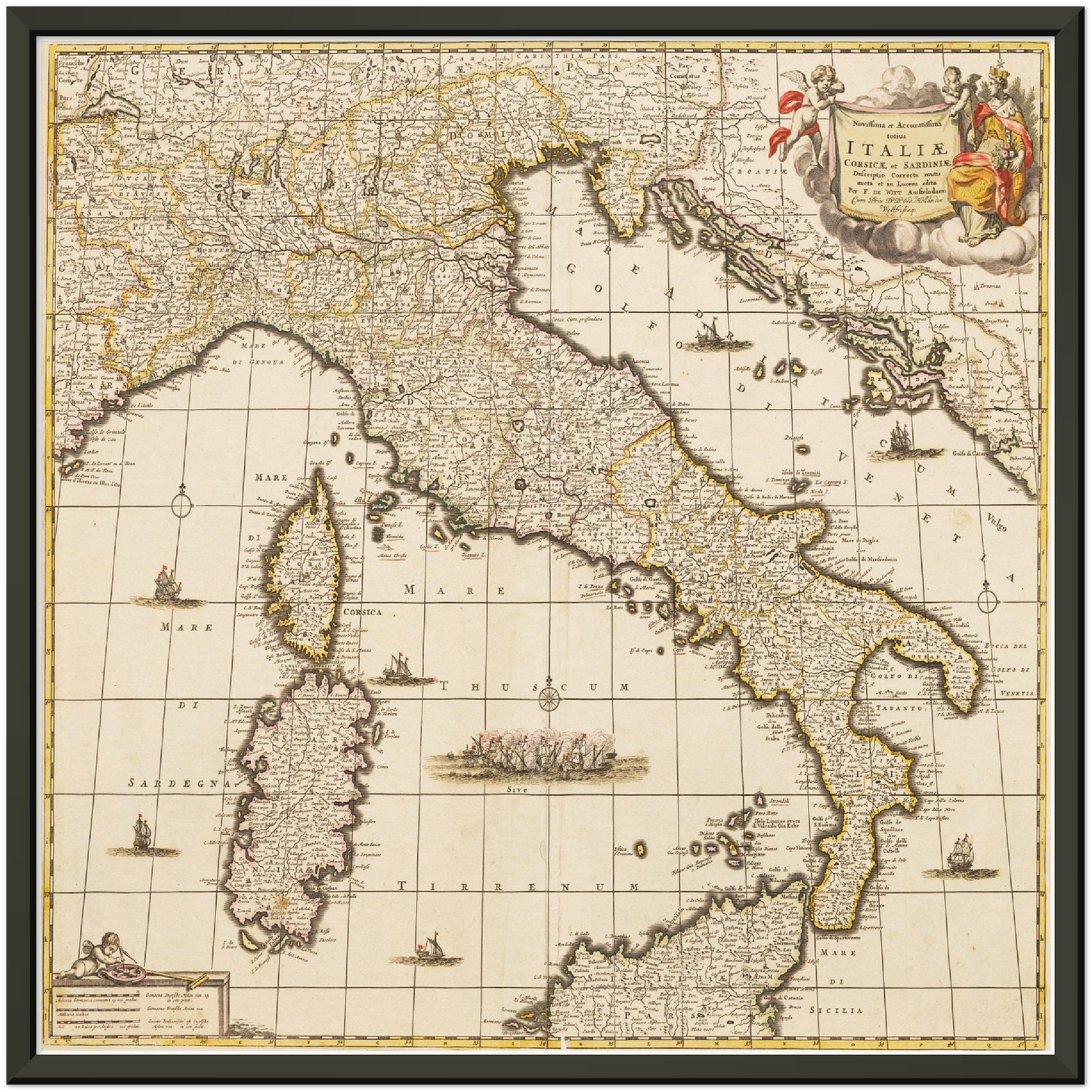 Historische Landkarte Italien um 1698