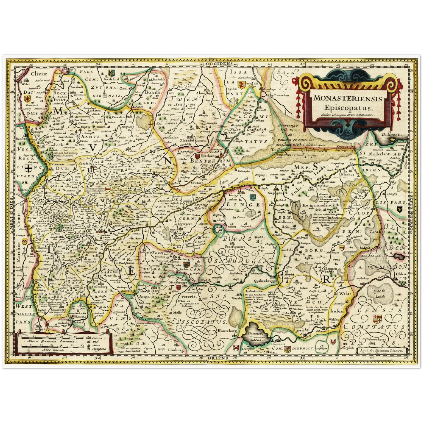 Historische Landkarte Münster um 1650