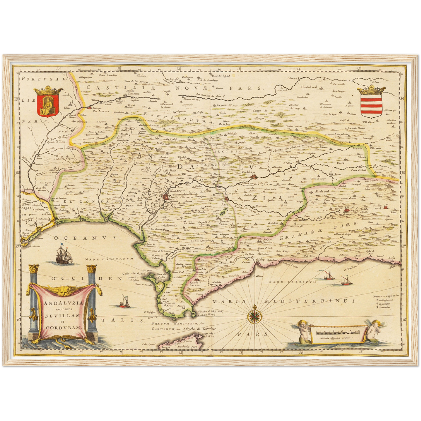 Historische Landkarte Andalusien um 1635