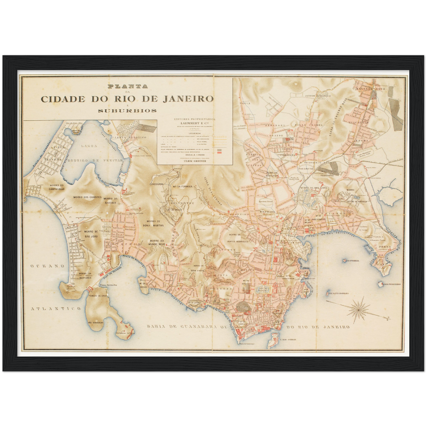Historischer Stadtplan Rio De Janero um 1890
