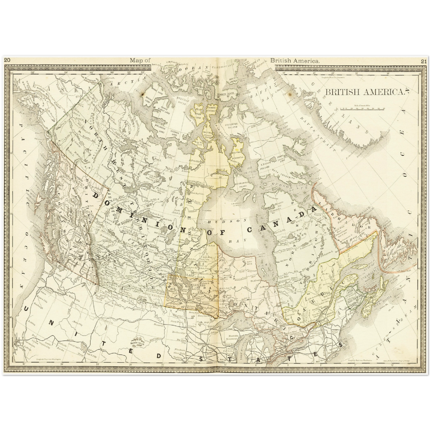 Historische Landkarte Kanada um 1882