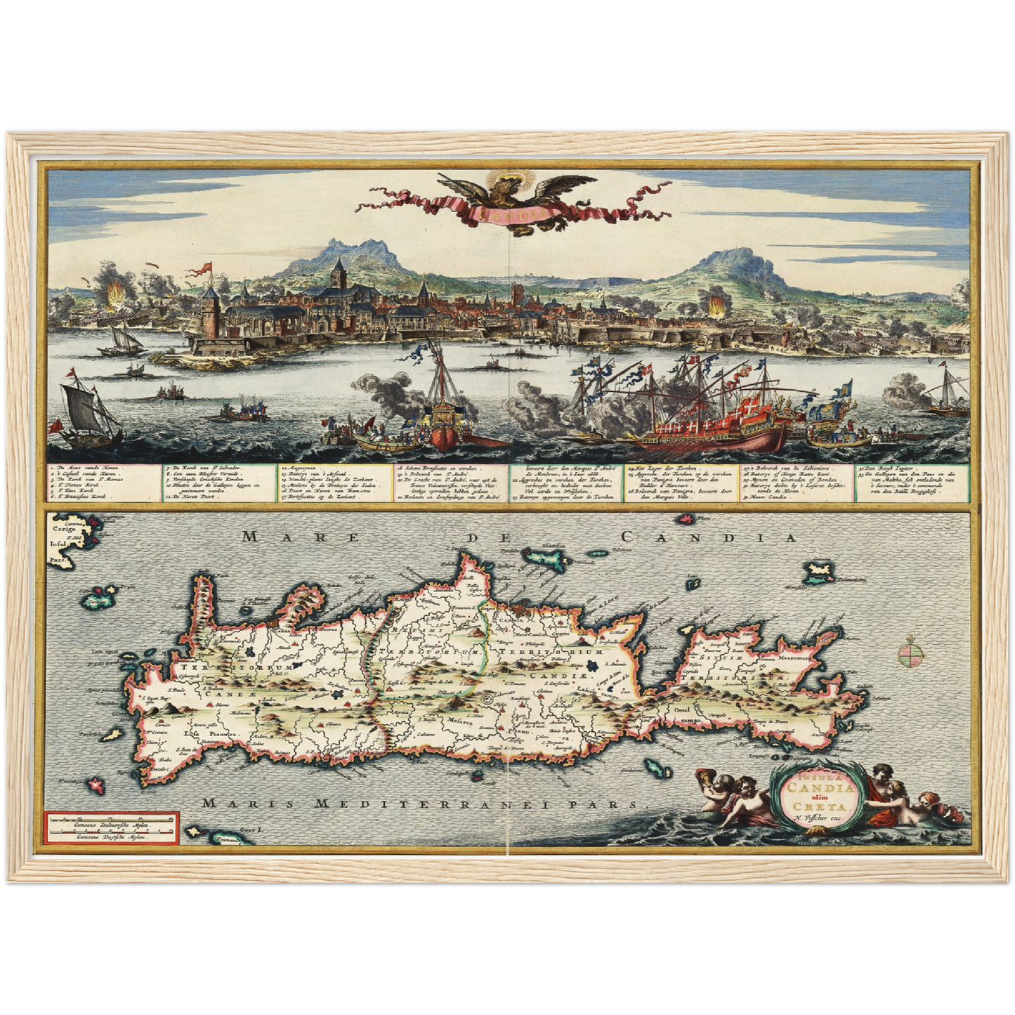 Historische Landkarte Kreta um 1668