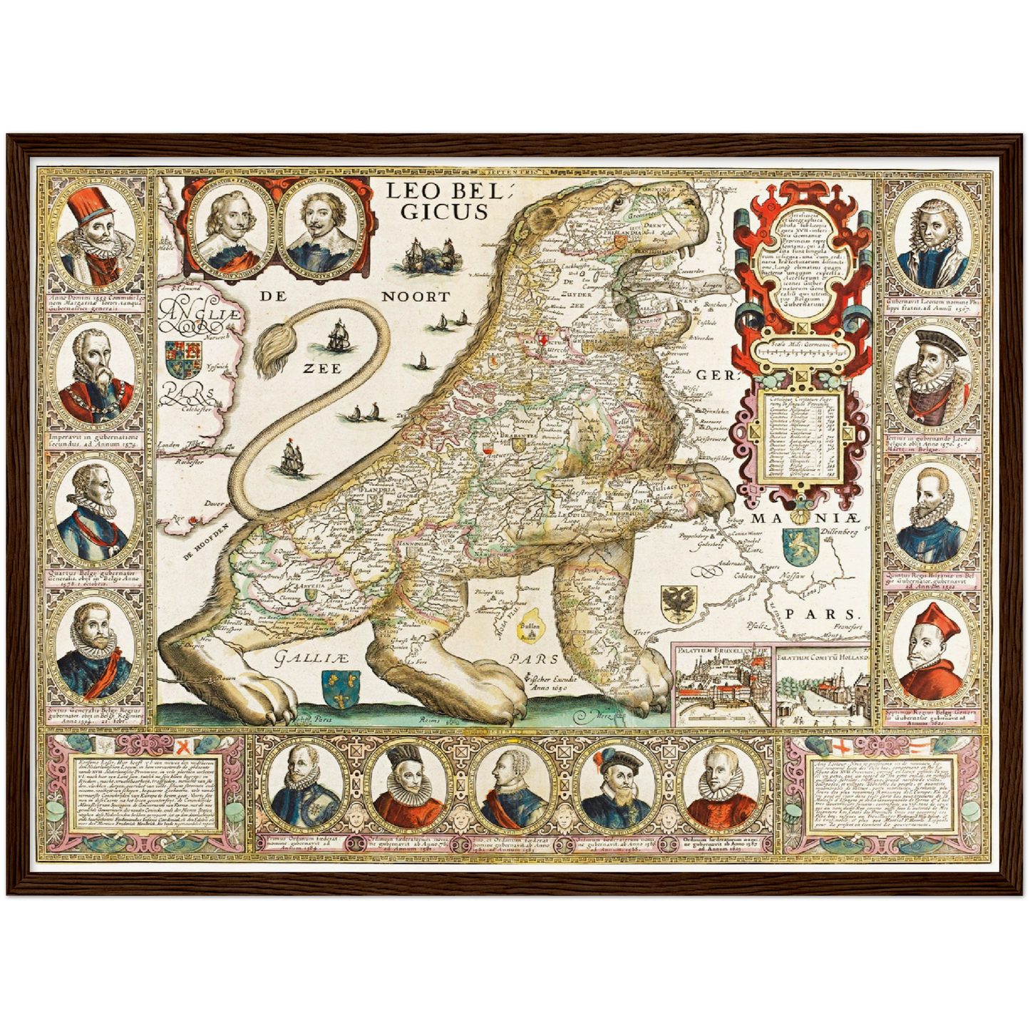 Historische Landkarte Belgien um 1650