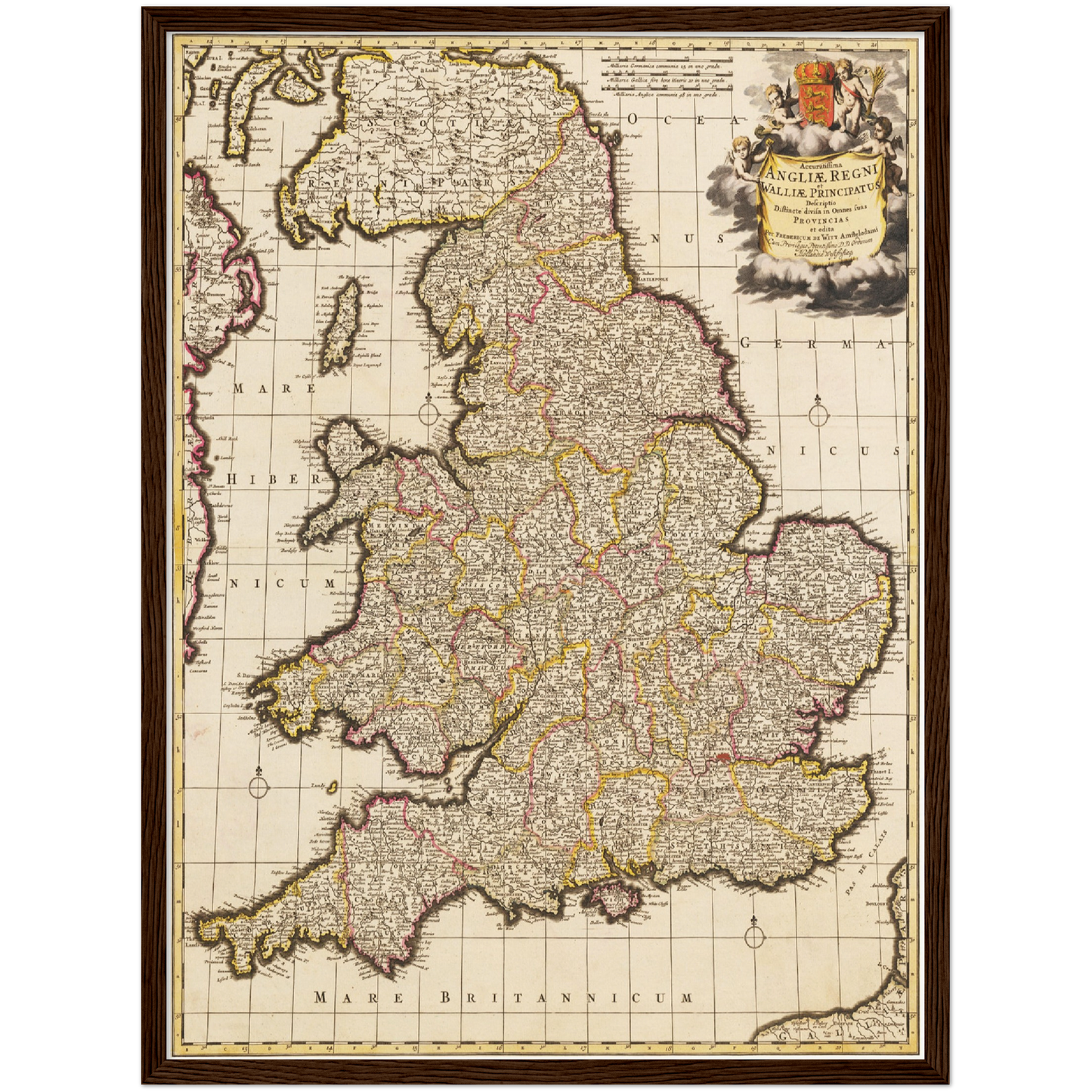 Historische Landkarte England um 1698