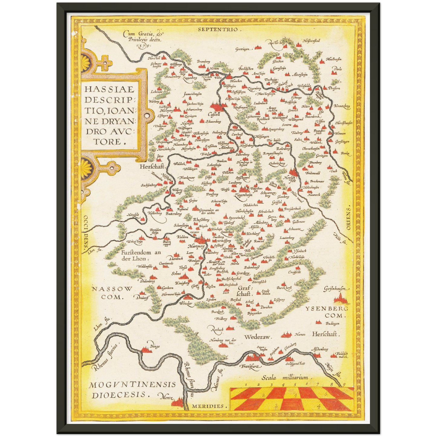 Historische Landkarte Hessen um 1609