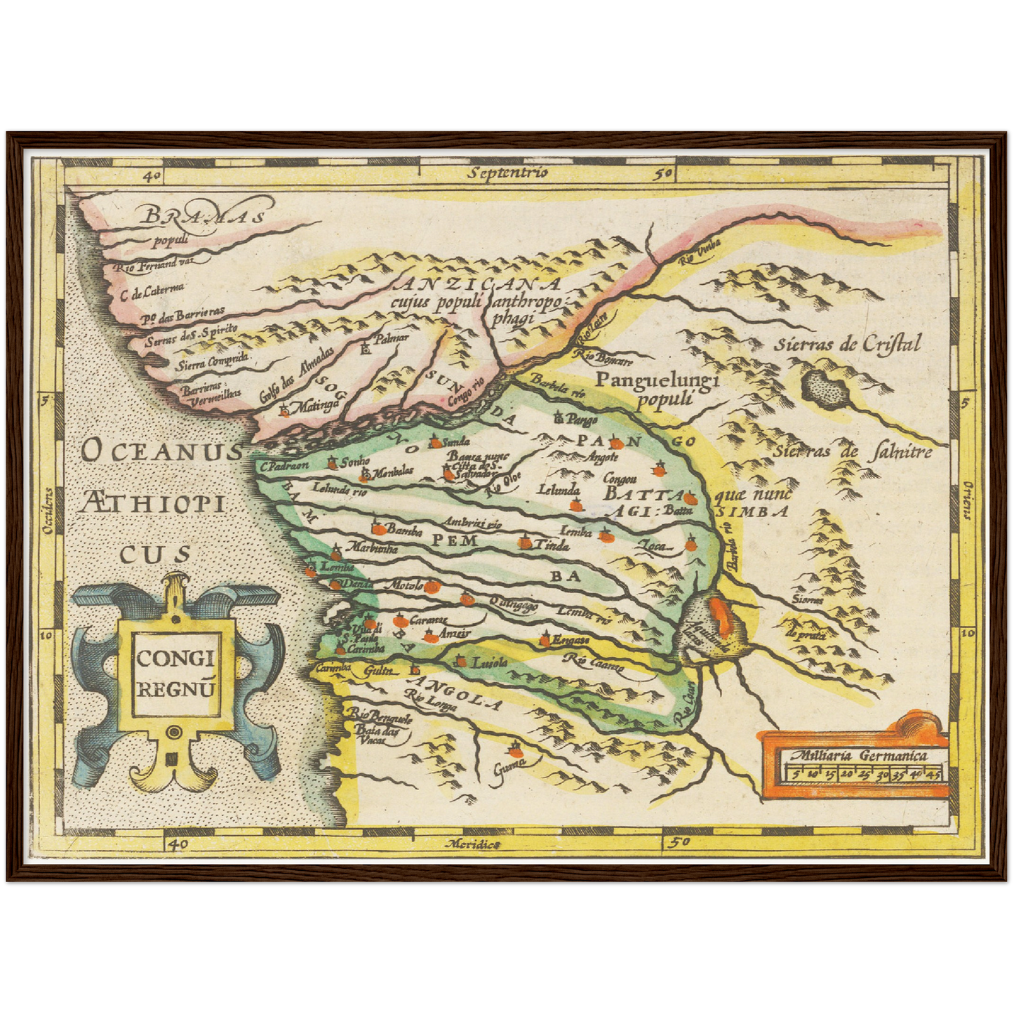 Historische Landkarte Kongo um 1609