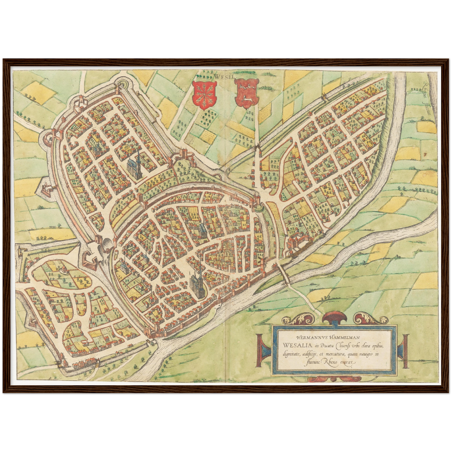 Historischer Stadtplan Wesel um 1592