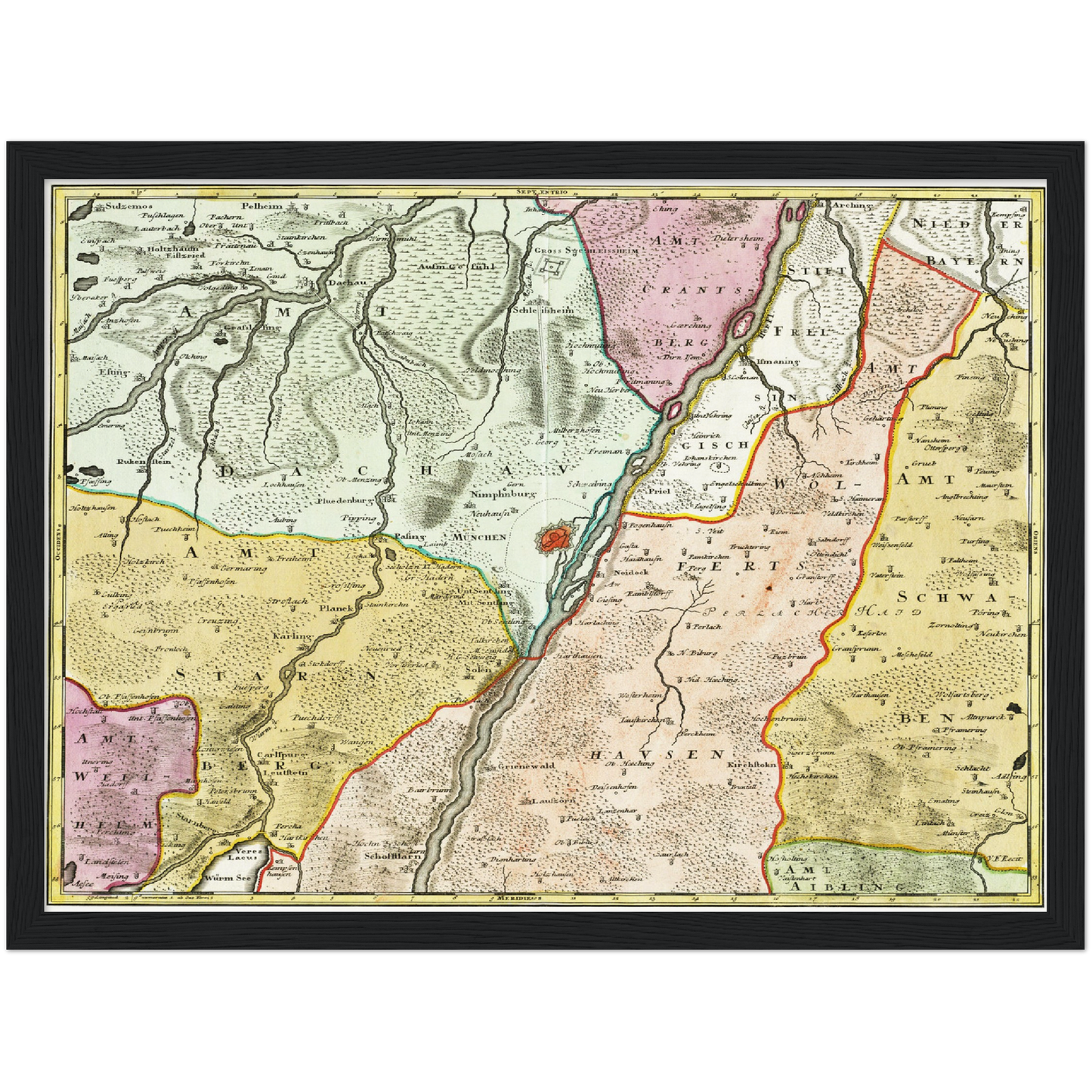 Historische Landkarte München um 1740
