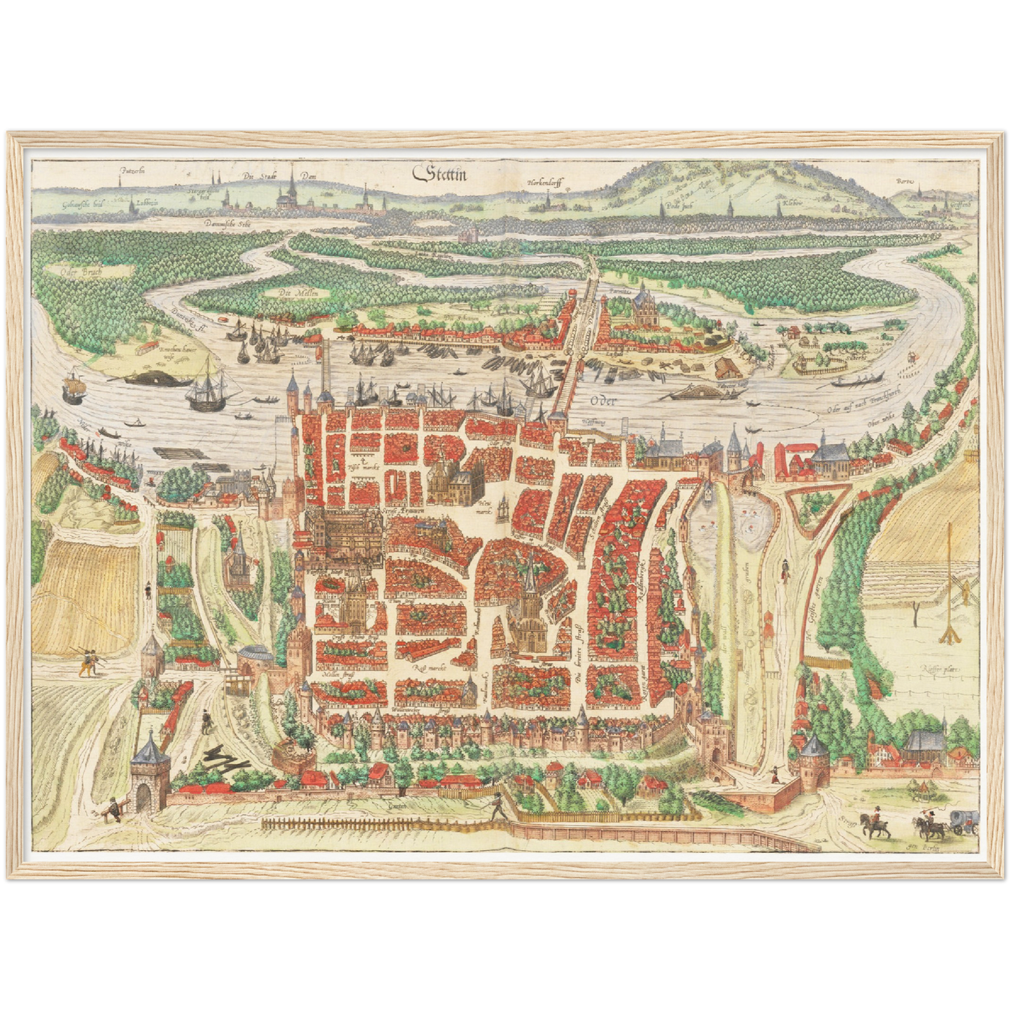 Historische Stadtansicht Stettin um 1592