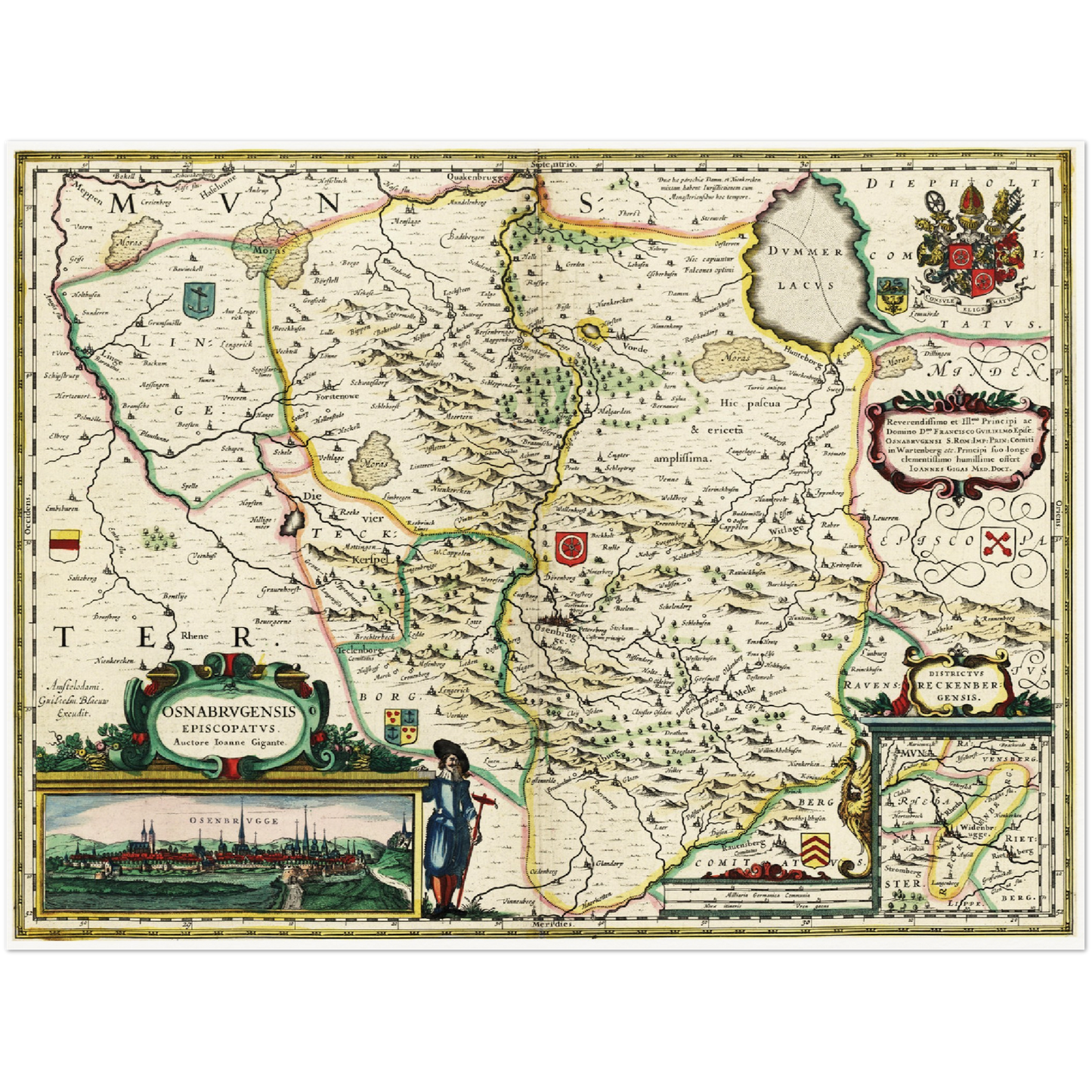 Historische Landkarte Osnabrück um 1650