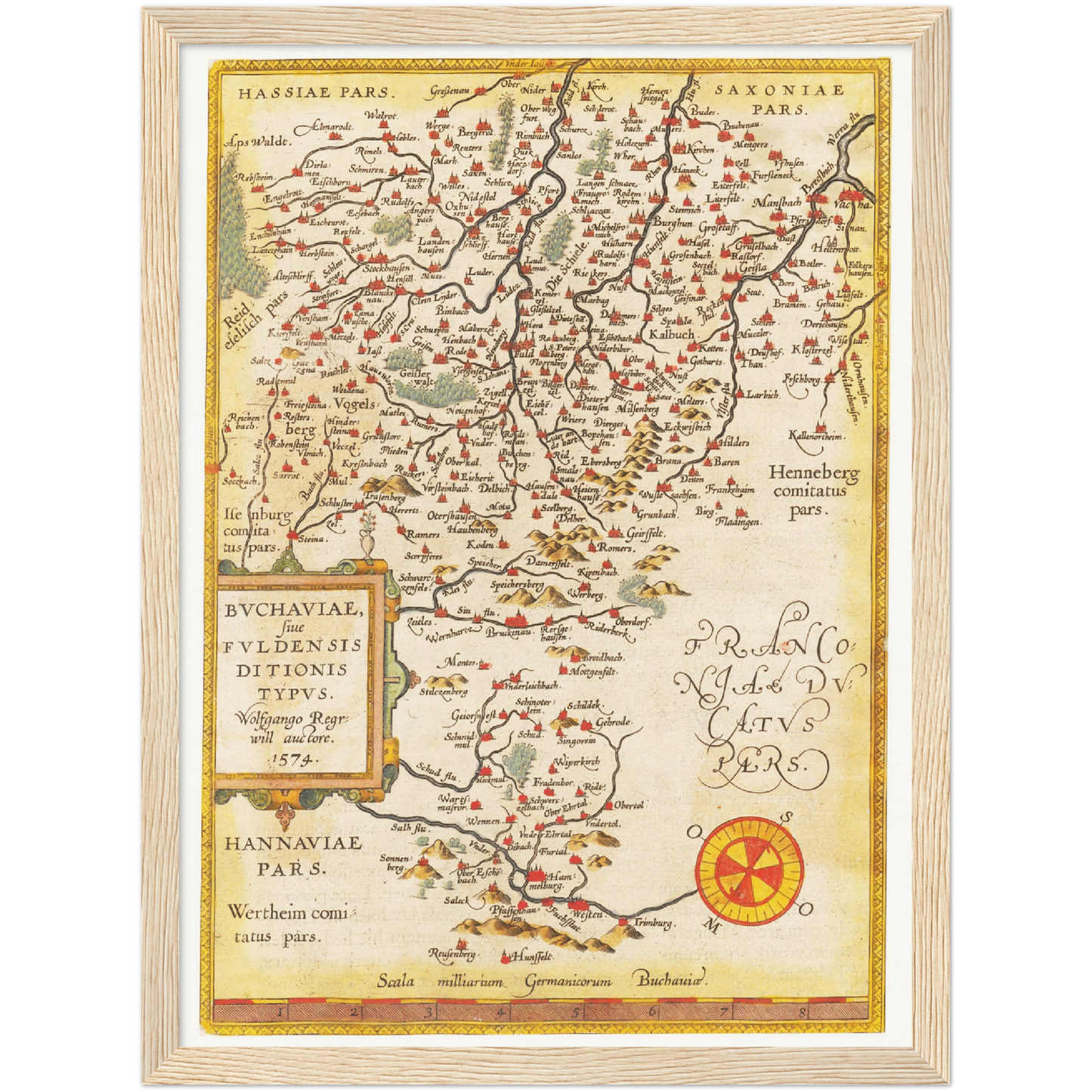 Historische Landkarte Fulda um 1609