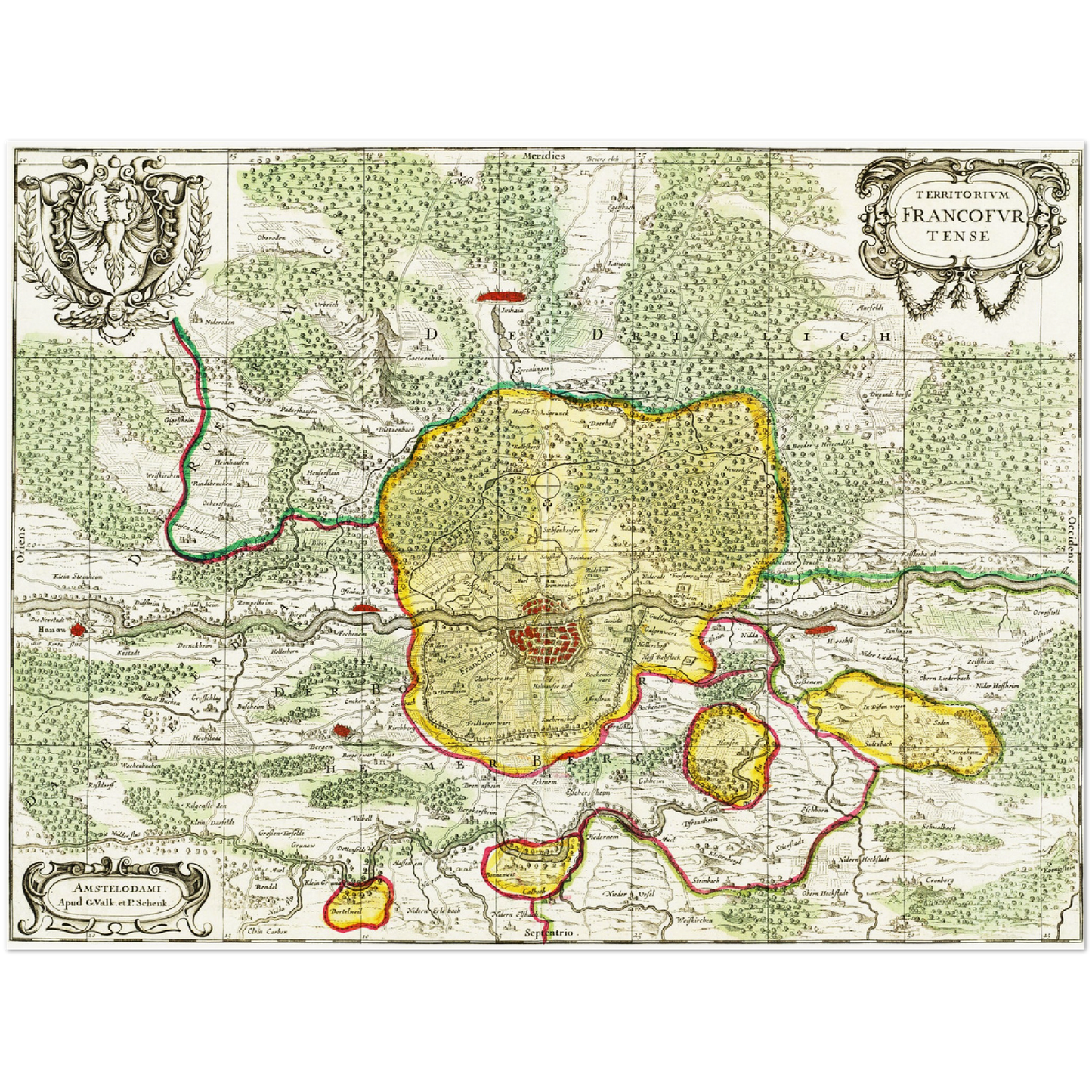 Historische Landkarte Frankfurt um 1700