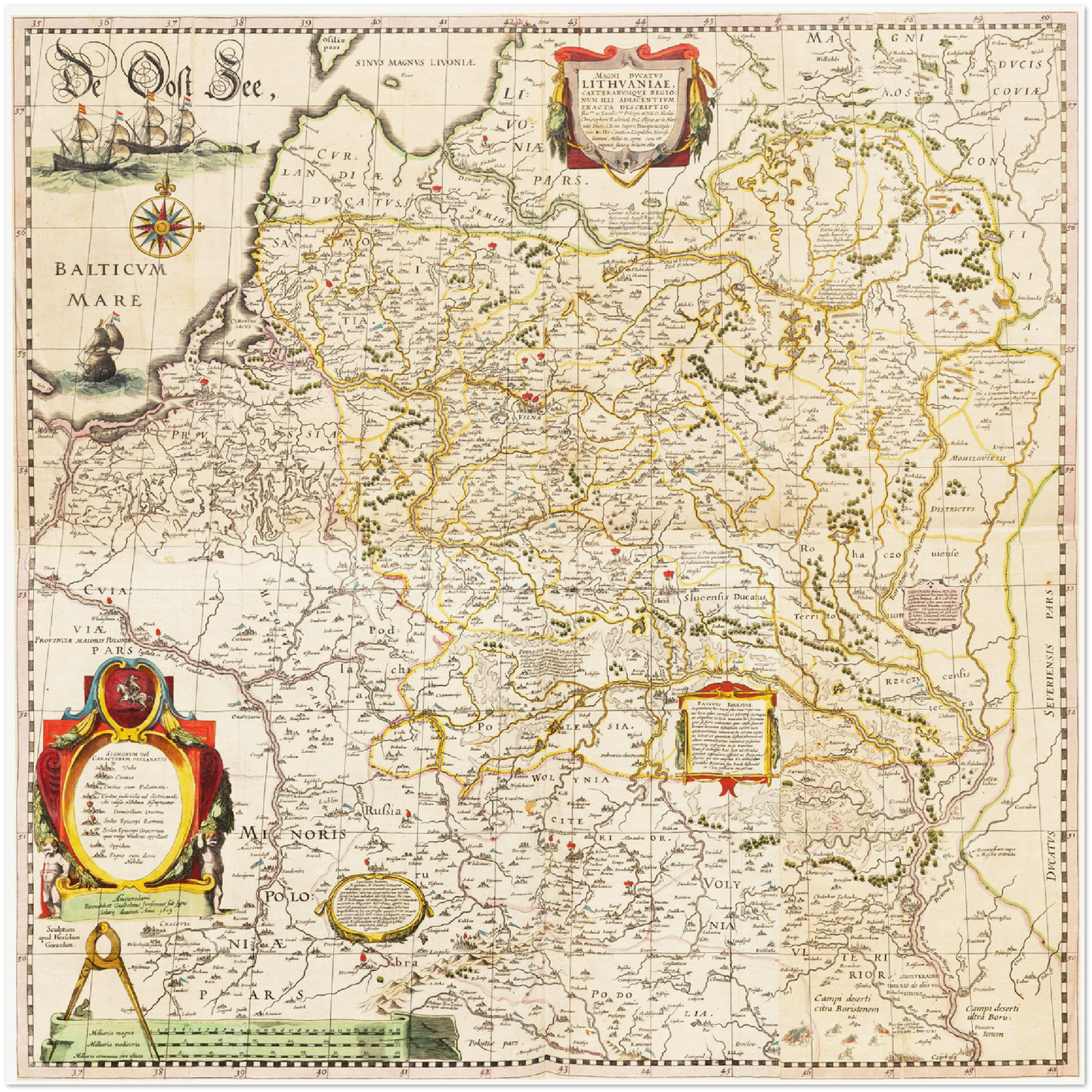Historische Landkarte Litauen um 1635