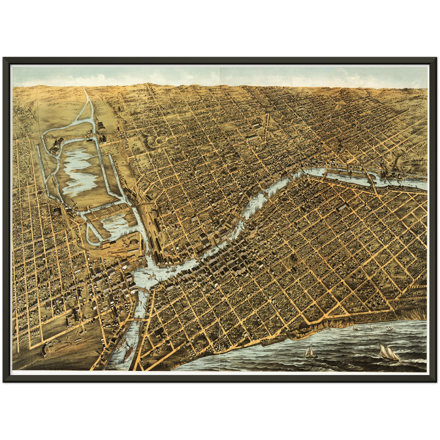 Historische Stadtansicht Milwaukee um 1872